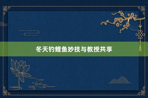 冬天钓鲤鱼妙技与教授共享
